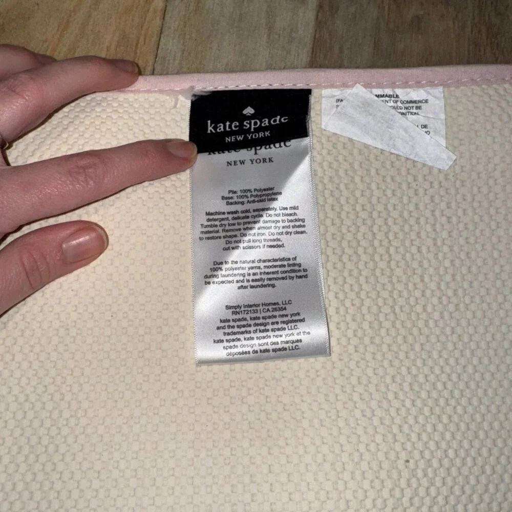20 x 32 Kate Spade Ballet Pink White Polka Dots Bath Rug Mat Fuzzy Non Slip